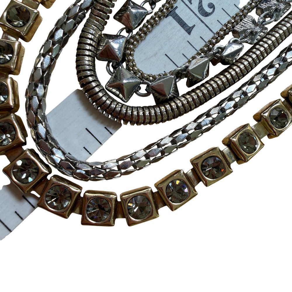 Edgy Glam Mixed Metal Rhinestone Layered Necklace from White House Black Market - Picture 5 of 11